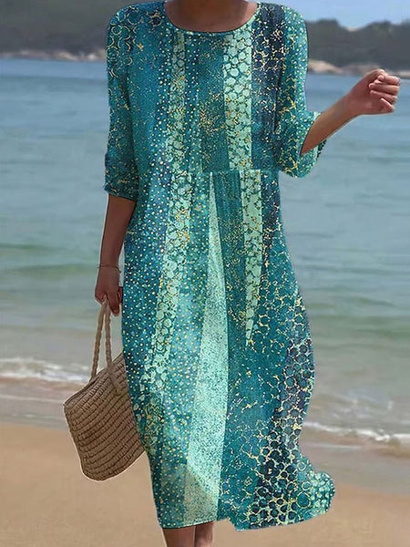 Women's Maxi Dress Linen Like Breathable Lightweight Kaftan FashionChic