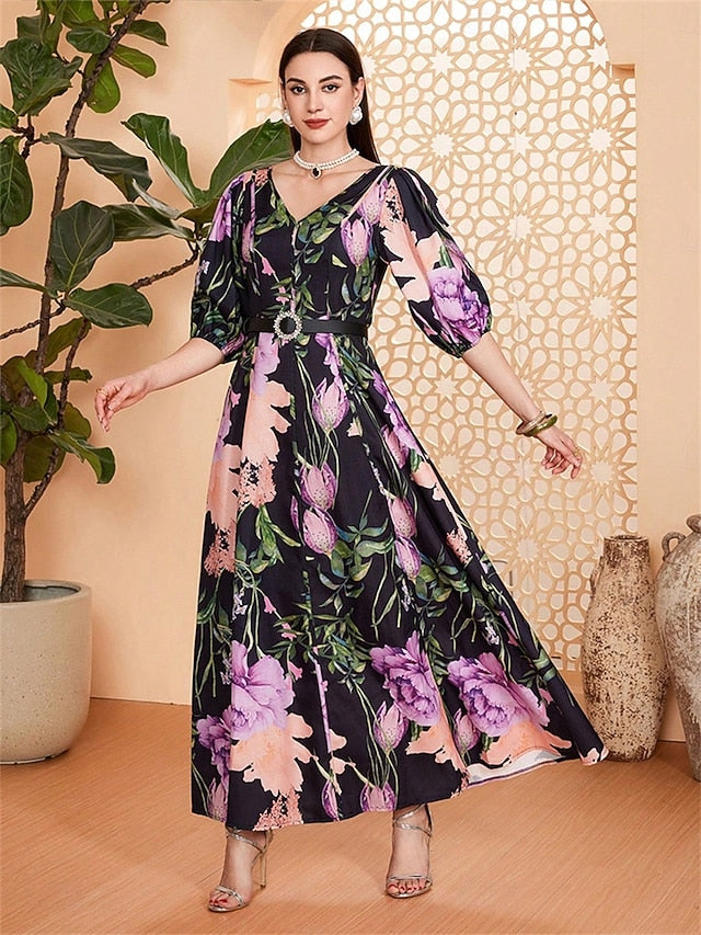 Mother Dress Neck Length of Elegant V the A-Line Bride Floor FashionChic