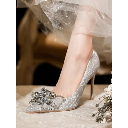High Heels Glitter for Women Shoes – Sparkling Silver Wedding FashionChic