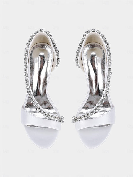 T-Strap Satin Crystal Women's High Heels with – Champagne FashionChic