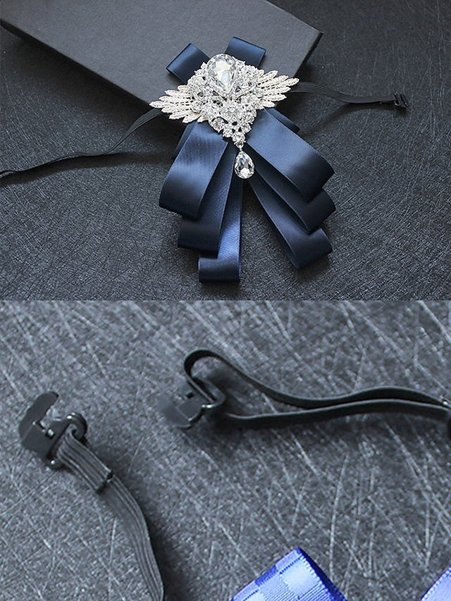 Luxury Brooch Bow Pin Tie Men's Crystal - Elegant Ribbon FashionChic