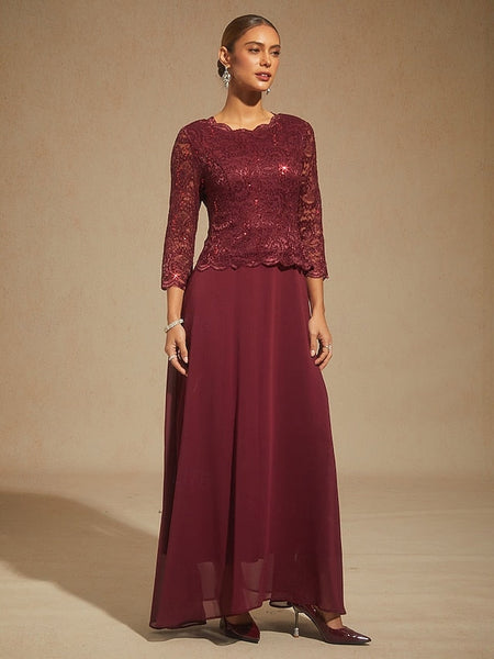 Women's Maxi Dress Chiffon Dress Lace Sequins Embroidered FashionChic