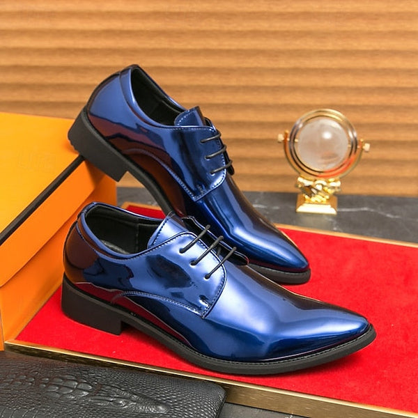 for Formal Green Glossy Men Lace-Up Shoes Patent Leather – FashionChic