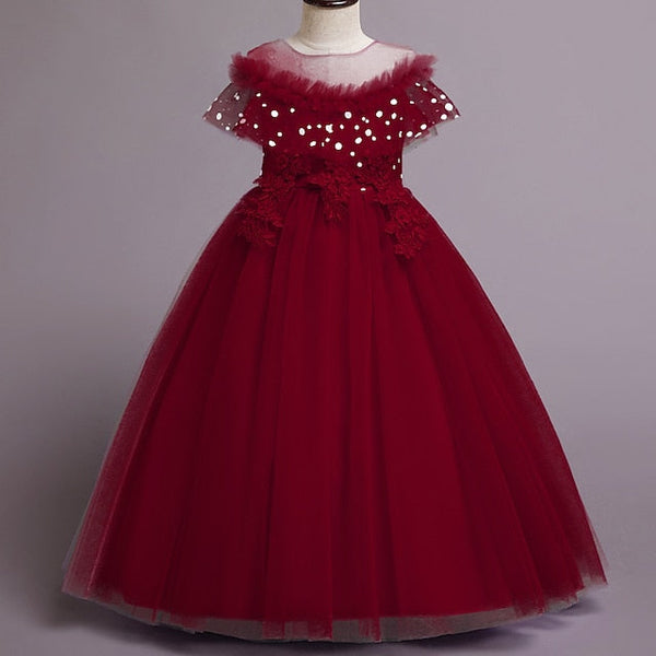 Color Girl Girls' Solid Kids Party Dress Flower FashionChic