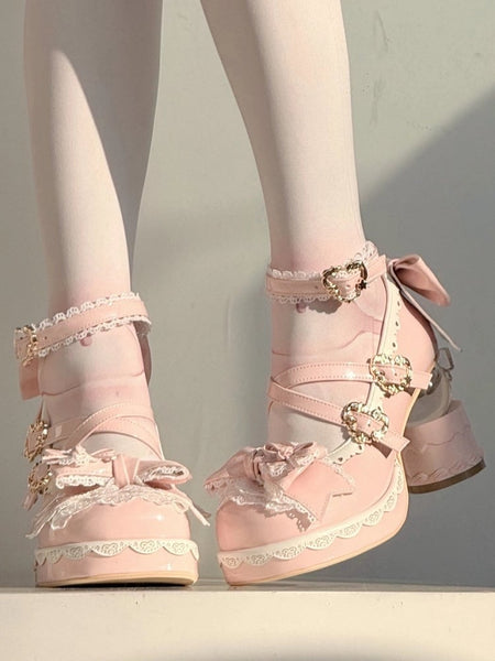 for Pink - Sweet Mary Round Design Janes Toe Crisscross Lolita FashionChic