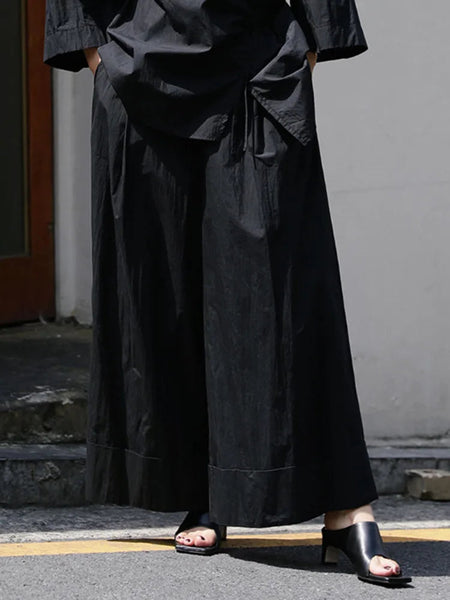 Elastic Organic Wide-Leg Waist Khaki Pants FashionChic