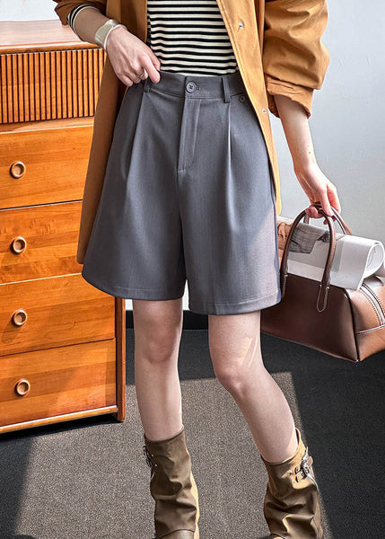 New Grey Pockets High Waist Spandex Shorts Summer AF1015 HS-SPTS240914