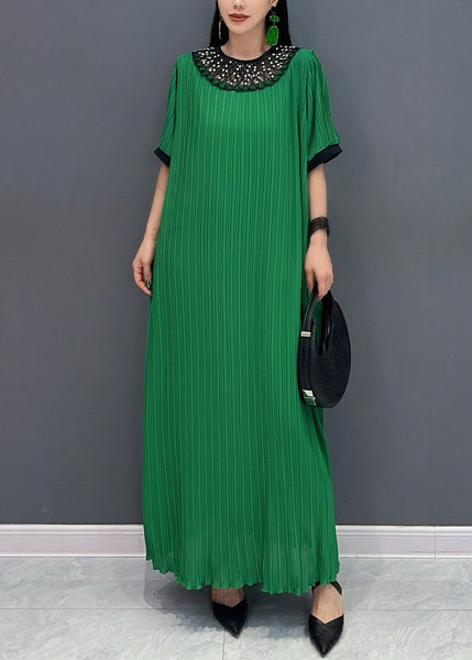 Green Lace Patchwork Hollow Out Maxi Dresses Summer AO1072 JDML-SDL240909