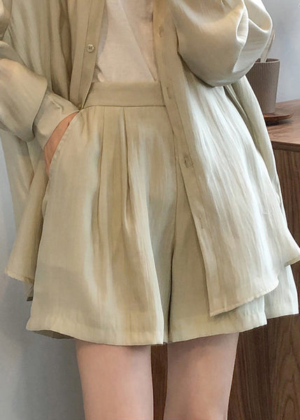 Up Light Lace Silk Women Two Pieces Spring Green Solid Set FashionChic