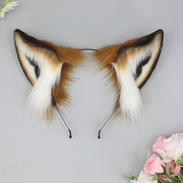Red Cute KC Brown Lolita Fur Fox Faux Ear FashionChic