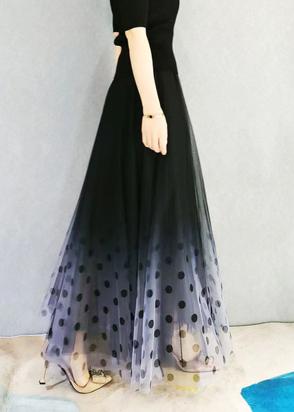 Color High Large Waist Hem Skirts French Exra Gradient Tulle FashionChic