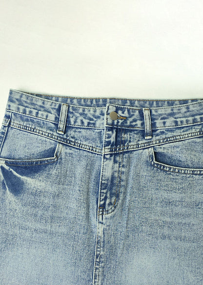 Art Blue Pockets Tasseled High Waist Denim Skirt Summer TT1025 shopify