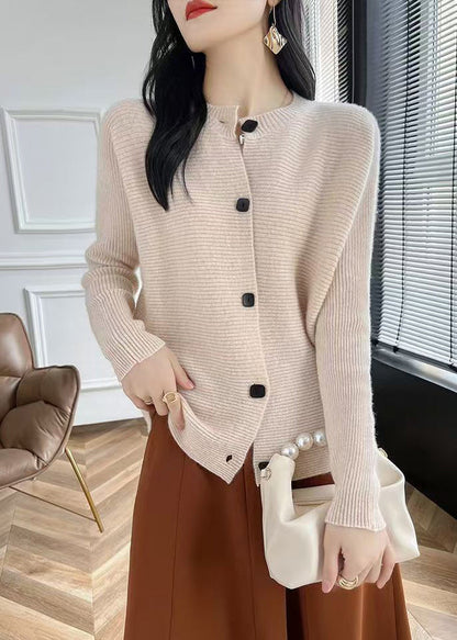 Fine Pink O-Neck Button Cotton Knit Cardigans Fall QP046 OL-NCT241001