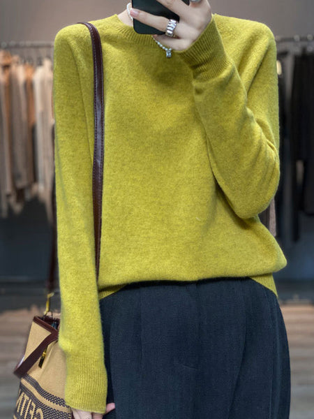 Casual Blue Round-Neck Long Sleeve Sweater AN1059 Genistyle Shop