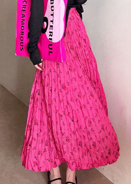 Casual Rose Wrinkled Print Cotton Skirt Summer AZ1030 shopify