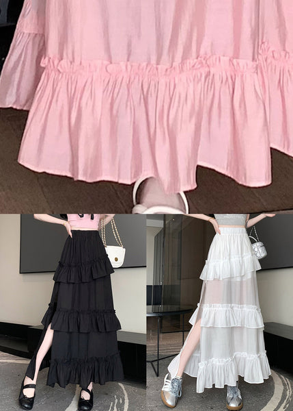 Pink Side Open Cotton Skirts Elastic Waist Summer NN025 shopify