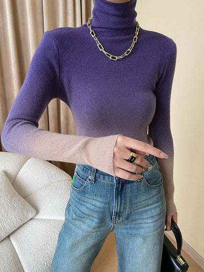 Art Purple High-Neck Gradient Long Sleeve Sweater QX018 shopify