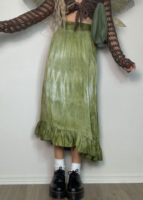 Beautiful Green Wrinkled Patchwork Print Cotton Skirt Spring AZ1025 shopify