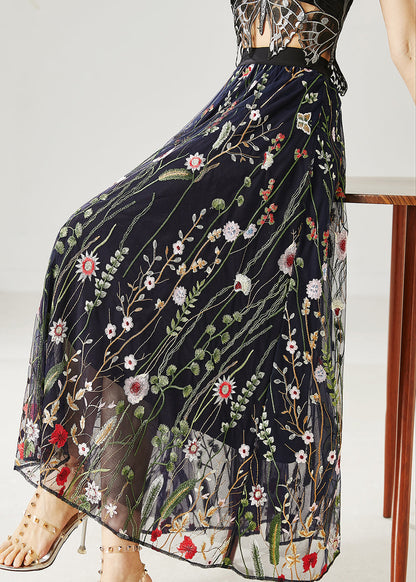 Handmade Black Embroidered Tulle Skirts Summer AZ1026 shopify