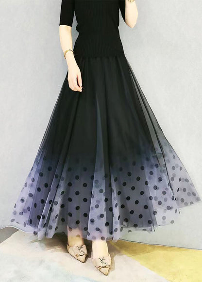 Color High Large Waist Hem Skirts French Exra Gradient Tulle FashionChic