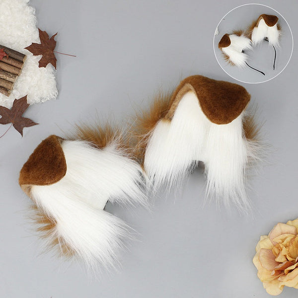 Foldable / Waggling BlackWhite Fur Covers Ear Puppy WhiteCoffee Faux FashionChic