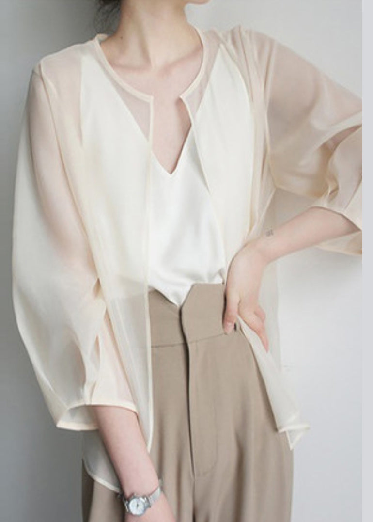 UPF 50+ Cardigans Organza Apricot Summer Beautiful FashionChic