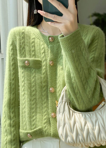 Style Beige O Neck Pockets Button Woolen Cardigans Winter RY017 ABC