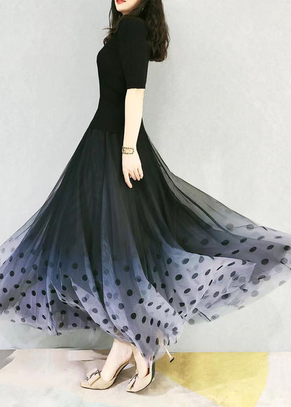 Color High Large Waist Hem Skirts French Exra Gradient Tulle FashionChic