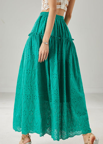 Green Cotton Skirts Ruffled Exra Large Hem Summer AZ1024 shopify