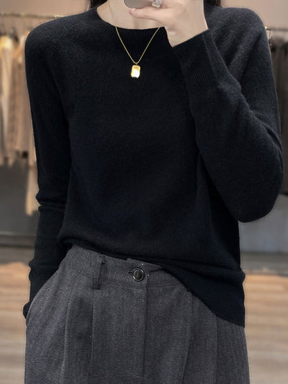 Casual Blue Round-Neck Long Sleeve Sweater AN1059 Genistyle Shop