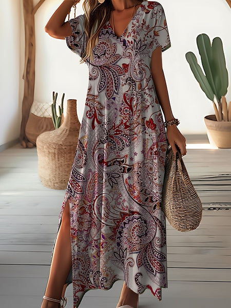 Women's Maxi Dress Floral Ditsy Floral Split Print V Neck