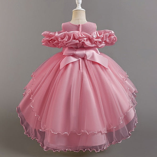 Dress Floral Sleeve Wedding Girls' Short Kids Party Flower FashionChic