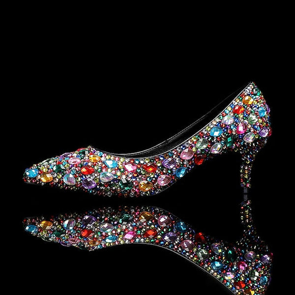 Matching Kitten Crystal-Embellished and Heel Shoes Women's FashionChic