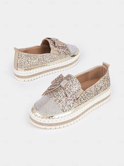 Women Loafers for Sparkling Rhinestone Slip-On – Glittery FashionChic