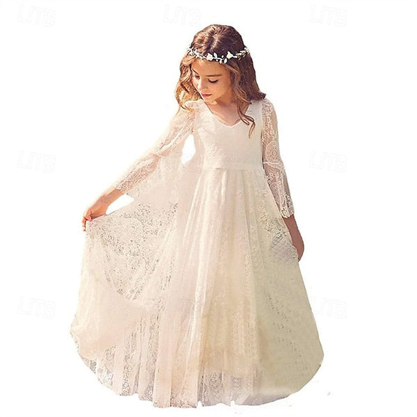 Kid's Flower Lace Dress Girls' Girl Formal FashionChic