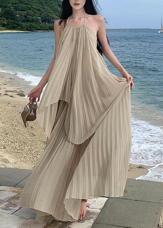 Vacation Organ Pleated Asymmetrical Backless Two Pieces Set Dress TT1030 shopify