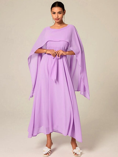 Women's Wedding Guest Cocktail Dress A Line Maxi  Chiffon FashionChic