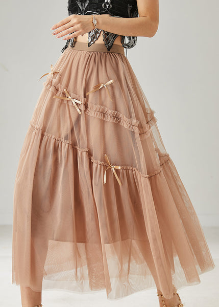 Beautiful Khaki Bow Ruffled Tulle Skirts Summer AZ1015 shopify