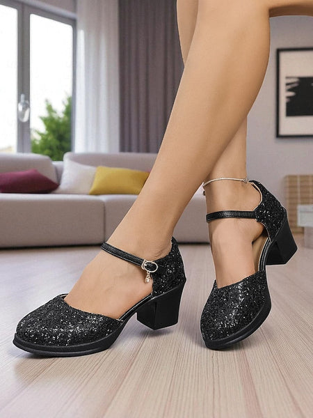 Heel Jane Lace Chunky Women's Mary Low Comfortable - Shoes FashionChic