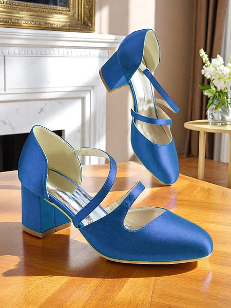 Green Elegant Women's Mary Heels 1950s Jane Satin Block – FashionChic
