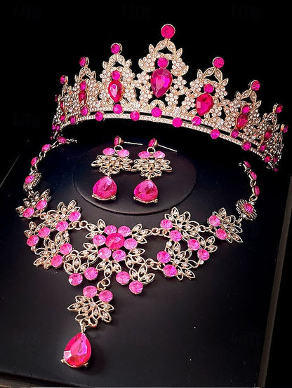 Rhinestone Set Elegant and – Women's Jewelry Tiara Silver FashionChic