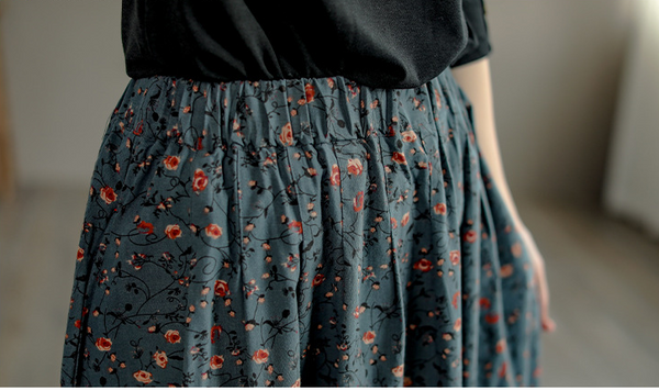 Retro Literary Floral Mid-Length Skirt OP1026 LPP