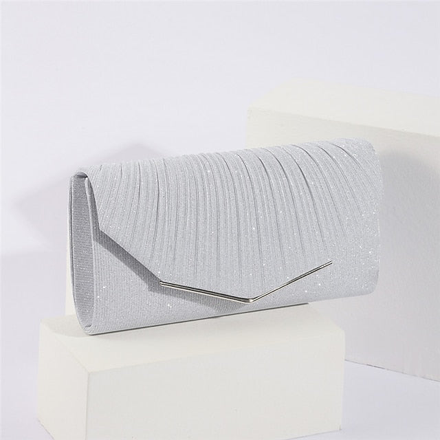 Evening with Glitter Women's Clutch Bag Gold Metal Elegant FashionChic