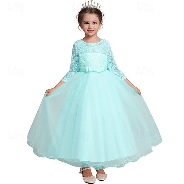 Girls' Flower Sleeve Kids Half Dress Girl Wedding FashionChic