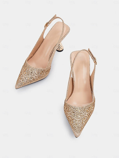 Pointed Sparkling Pumps Glitter Slingback – Toe Women's FashionChic