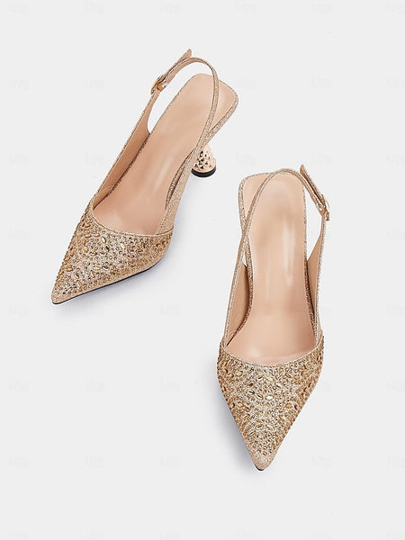 Sparkling – Women's Pointed Glitter Pumps Slingback Toe FashionChic