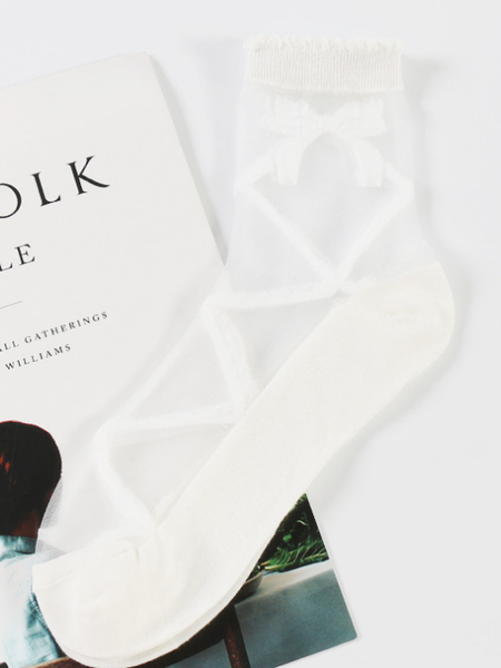 Strap Colors Socks Semi-Sheer 5 Pattern Bow FashionChic