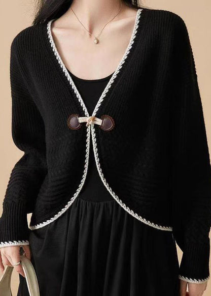 Women Beige V Neck Woolen Knit Cardigan Fall QC049 shopify