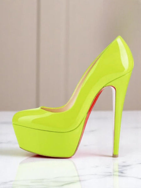 Platform Black Women's Pointed-Toe and with Heels Patent FashionChic