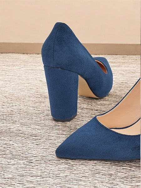 Classic Suede Women's Heel | Block Pointed High Heels Toe FashionChic